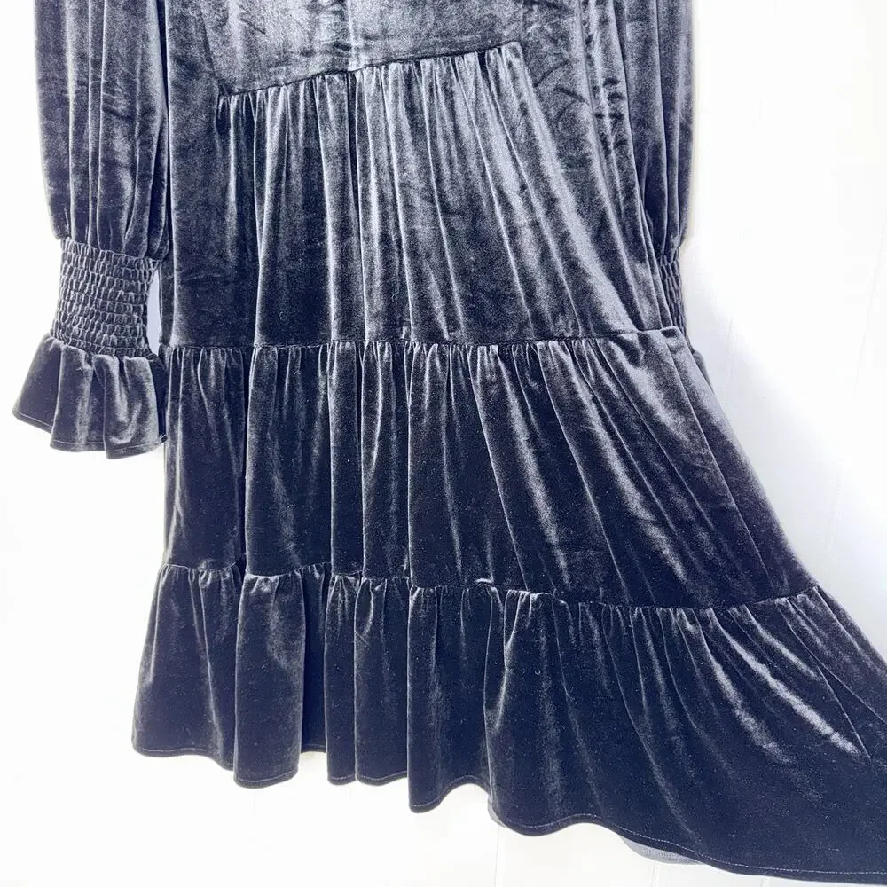 Pomander Place Women’s Black Velvet Kenzo Dress Size Medium - Picture 4 of 6
